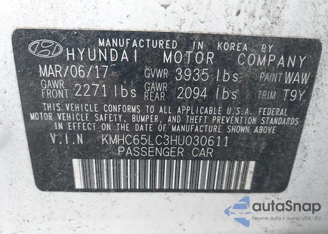2017 Hyundai Ioniq Hybrid Blue из США, поврежденный, VIN KMHC65LC3HU030611